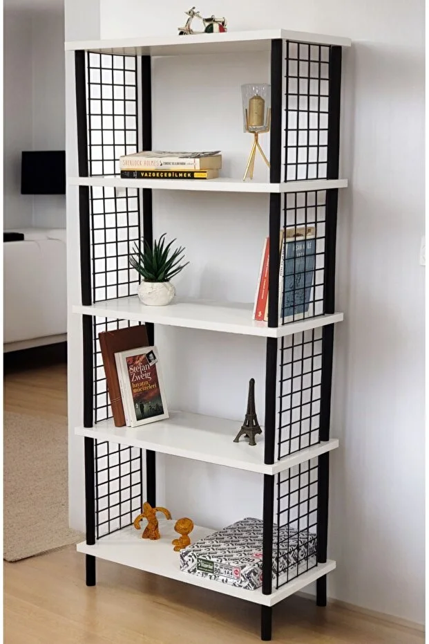 Kitaplık 5 Raflı Geniş Ayakkabılık Banyo Düzenleyici Klasörlük Dekoratif Mutfak Rafı